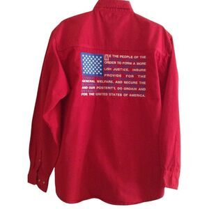 Men's Shirt Medium Preamble to the Constitution USA Embroidered Red Patriotic